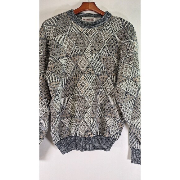 Vtg 90's MEGREGOR Cable knit Fisherman Sweater Men Sz M Grandpa Cosby Office - Picture 5 of 8